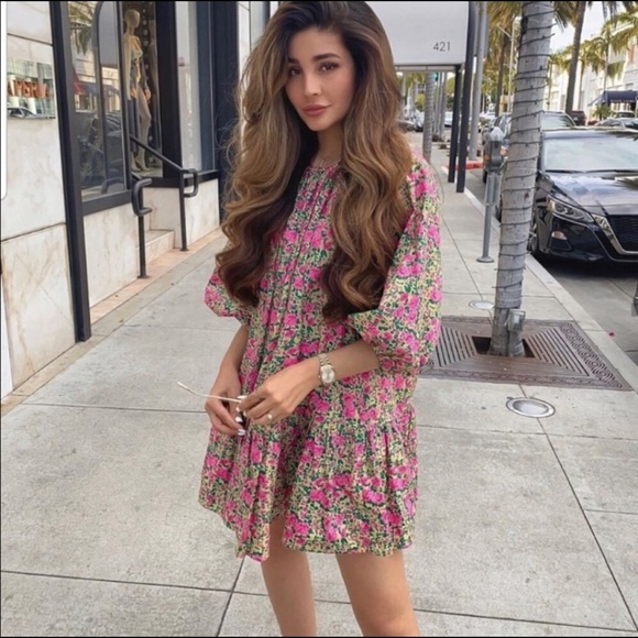 Zara puff shoulder print dress - Picture 6 of 12